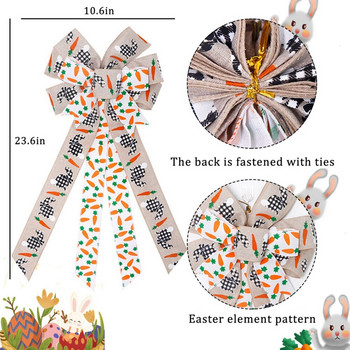 Πασχαλινό ντεκόρ Παπιγιόν Κουνέλι Καρότα Διακόσμηση παπιγιόν DIY Πασχαλινό κρεμαστό μενταγιόν πόρτας σπιτιού για πάρτι δώρο Φεστιβάλ Dropship