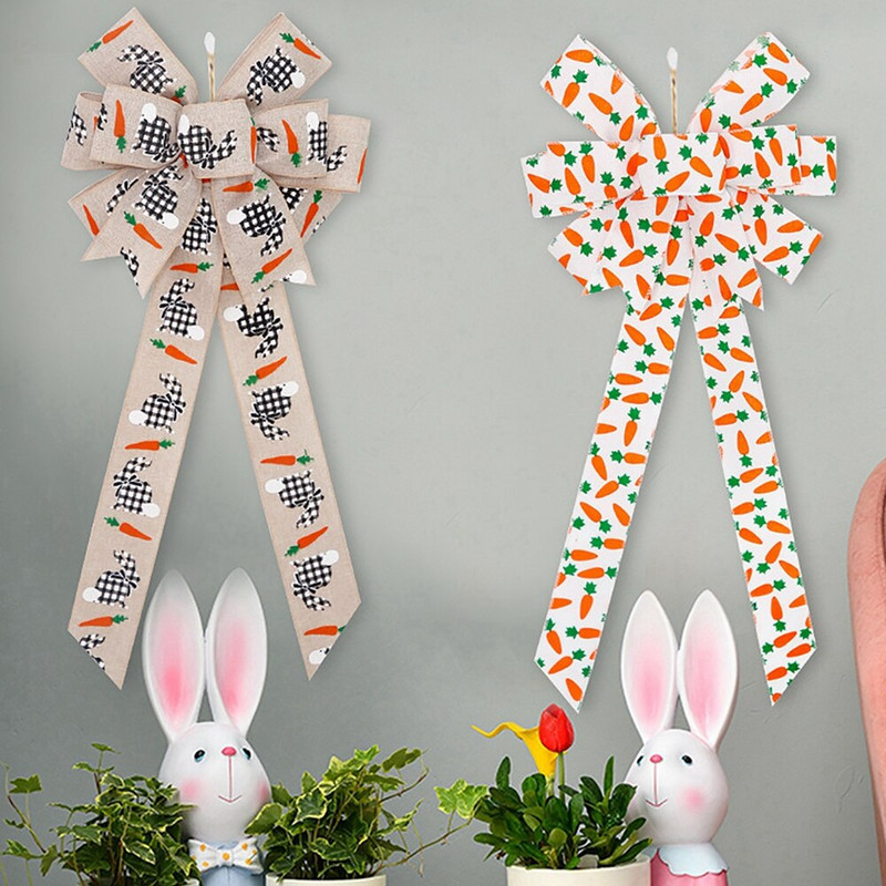 Uskršnja mašna Dekoracija Zec Mrkva Leptir mašna Dekoracija DIY Uskrsna kućna vrata Viseći privjesak za zabavu Poklon Festival Dropship