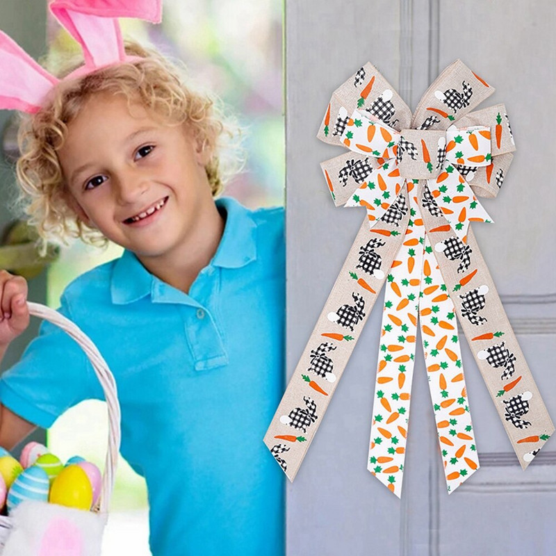 Uskršnja mašna Dekoracija Zec Mrkva Leptir mašna Dekoracija DIY Uskrsna kućna vrata Viseći privjesak za zabavu Poklon Festival Dropship