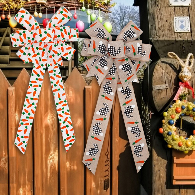 Uskršnja mašna Dekoracija Zec Mrkva Leptir mašna Dekoracija DIY Uskrsna kućna vrata Viseći privjesak za zabavu Poklon Festival Dropship