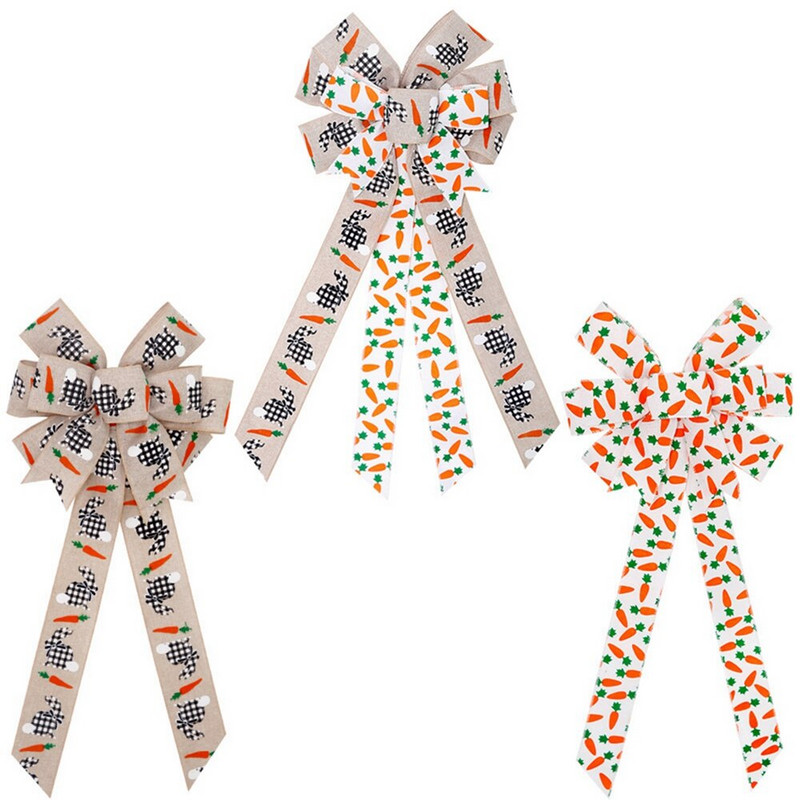 Uskršnja mašna Dekoracija Zec Mrkva Leptir mašna Dekoracija DIY Uskrsna kućna vrata Viseći privjesak za zabavu Poklon Festival Dropship