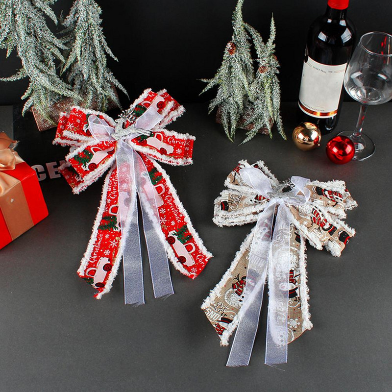 Mašna privjesak Ručno izrađen dizajn vrpce Svijetle boje povećavaju atmosferu Lanena božićna tema Viseća mašna za festival