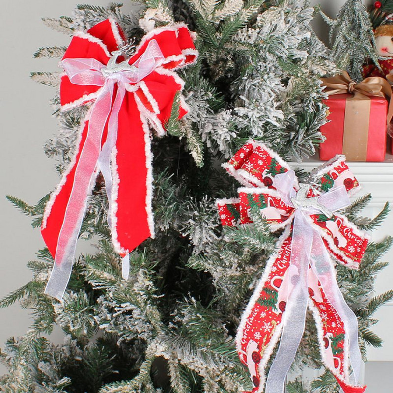 Mašna privjesak Ručno izrađen dizajn vrpce Svijetle boje povećavaju atmosferu Lanena božićna tema Viseća mašna za festival