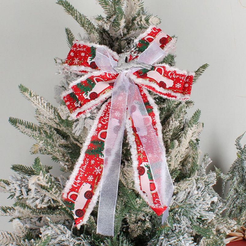Mašna privjesak Ručno izrađen dizajn vrpce Svijetle boje povećavaju atmosferu Lanena božićna tema Viseća mašna za festival