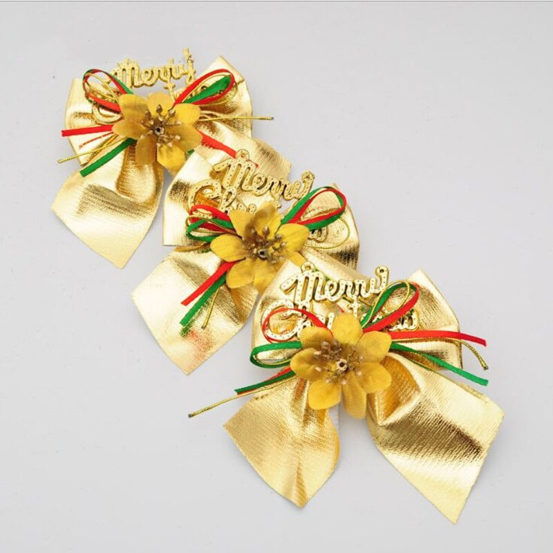 10x10cm zlatne boje Božićni ukrasi s mašnama 4kom Ukrašeni vijenci za božićno drvce Pozlaćena tkanina Ukrasi s mašnama