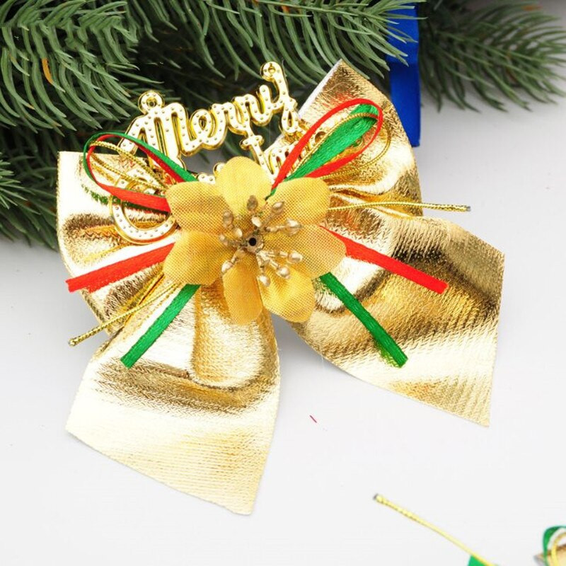 10x10cm zlatne boje Božićni ukrasi s mašnama 4kom Ukrašeni vijenci za božićno drvce Pozlaćena tkanina Ukrasi s mašnama