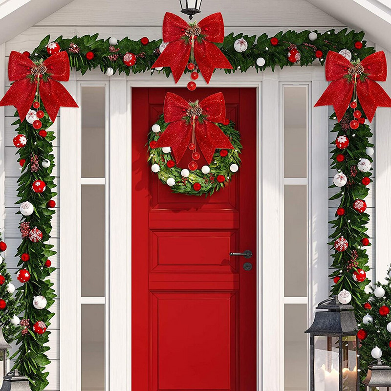 4 tk/partii suur punane kuldne sädelev jõululindiga vibu jõulupuu kaunistus kodukaunistuseks