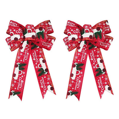 2 buc. Decor usi mari Ornamente pentru casa Panglica cu fundita Decorat pentru brad de Craciun Panglica de Craciun Fundite