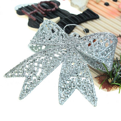 Velika zlatna srebrna crvena svjetlucava svjetlucava mašna Viseće ukrasne velike mašne Novogodišnja zabava Dekoracija vjenčanja Ukrasi za božićno drvce