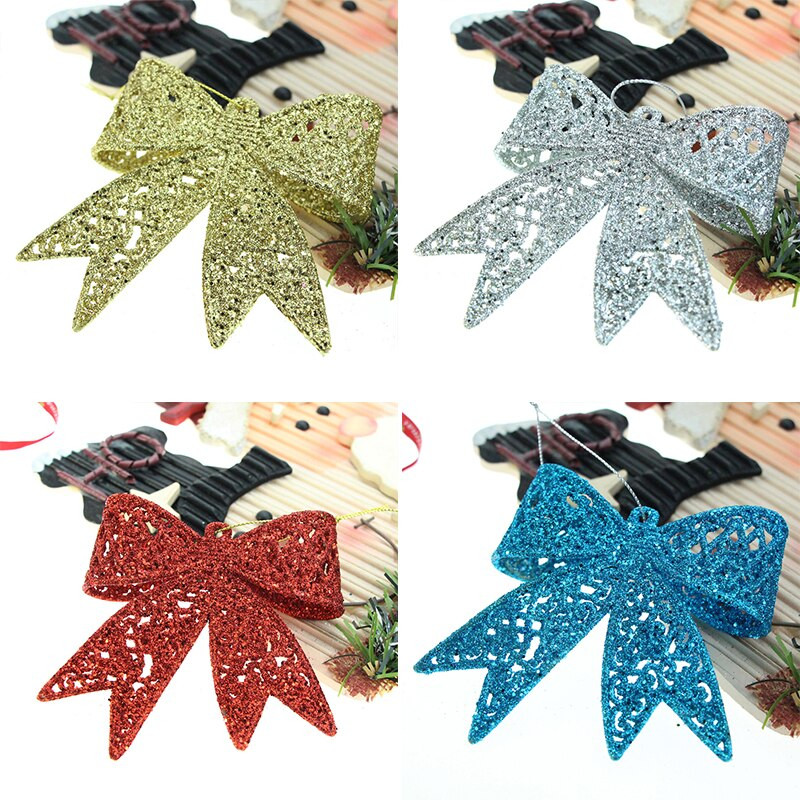 Velika zlatna srebrna crvena svjetlucava svjetlucava mašna Viseće ukrasne velike mašne Novogodišnja zabava Dekoracija vjenčanja Ukrasi za božićno drvce