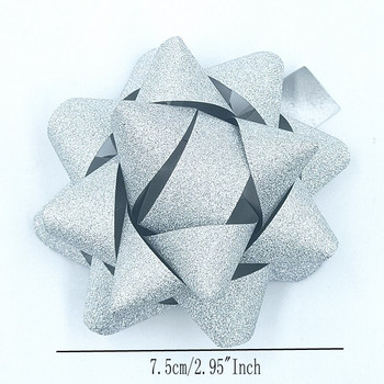 5τμχ 7,5cm Glitter Star Bows, Χριστουγεννιάτικα Μεταλλικοί Φιόγκοι, Δώρο Φιόγκοι Συσκευασία Δώρου Διακόσμηση