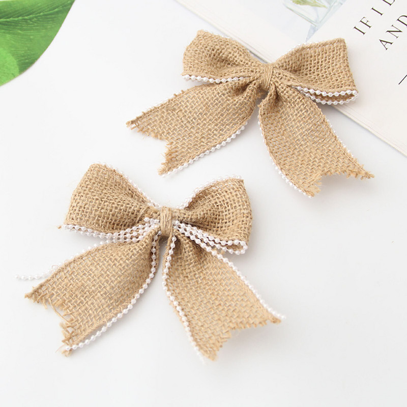 Naturaalsest džuudist kotike Hesseni vibud pitslint pulmapeo jaoks Dekoratsioonitarbed Käsitsi valmistatud sünnipäevakinkekarbi pakkimine vibusõlm