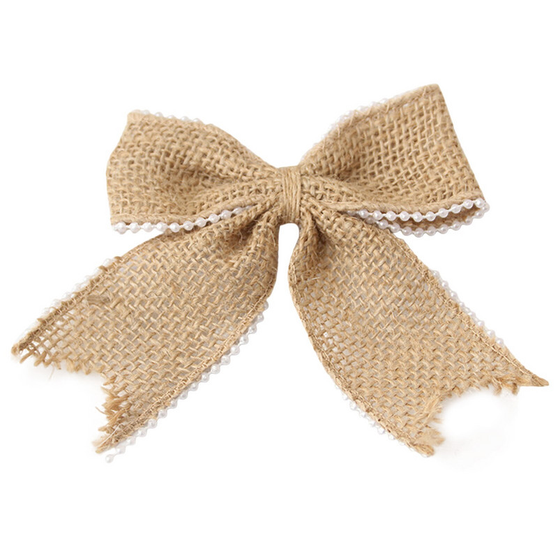 Naturaalsest džuudist kotike Hesseni vibud pitslint pulmapeo jaoks Dekoratsioonitarbed Käsitsi valmistatud sünnipäevakinkekarbi pakkimine vibusõlm