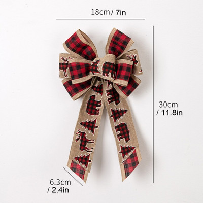 Velike karirane mašne Puna mašna Božićni ukrasi Božićno drvce Mašna Dekoracija doma Vijenci Privjesci za božićno drvce