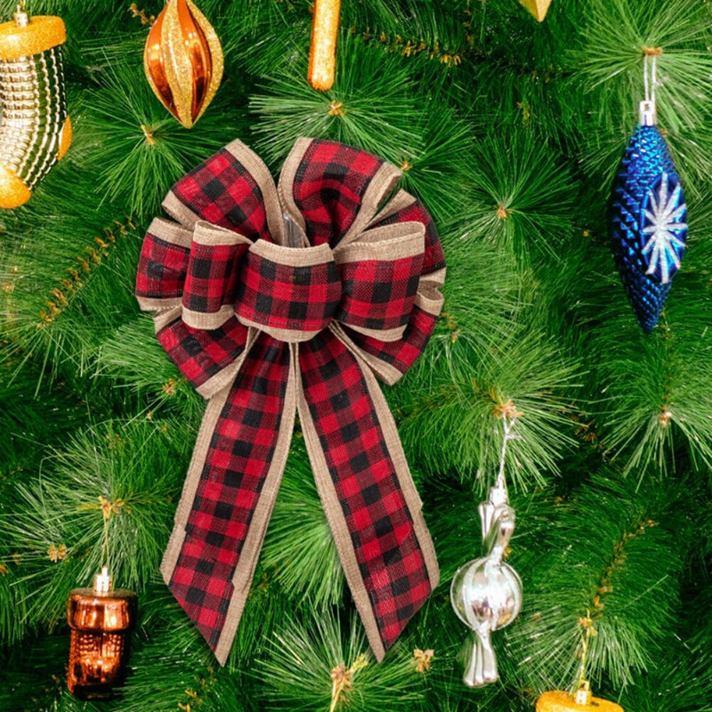 Velike karirane mašne Puna mašna Božićni ukrasi Božićno drvce Mašna Dekoracija doma Vijenci Privjesci za božićno drvce