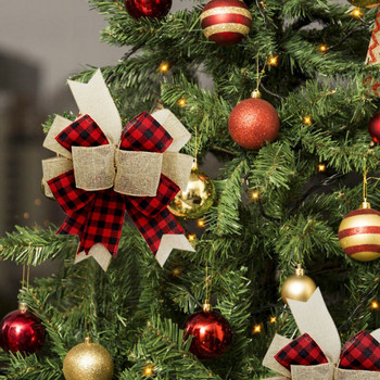 Λινό Χριστουγεννιάτικο Φιόγκο Καρό Ινώδες Ραφή Λινό Φιόγκος Χαρούμενα Χριστουγεννιάτικα Διακοσμητικά για Χριστουγεννιάτικα Στολίδια Σπιτιού Navidad 2023
