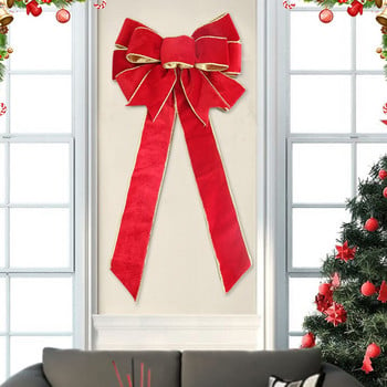 Χριστουγεννιάτικη κορδέλα Φιόγκος 4 Χρώμα 27 εκ. Κόκκινο Ασημί Χρυσό Sparkling Glitter Διακοσμητικό Χριστουγεννιάτικο Δέντρο Χειροποίητο Χριστουγεννιάτικο Στολίδι