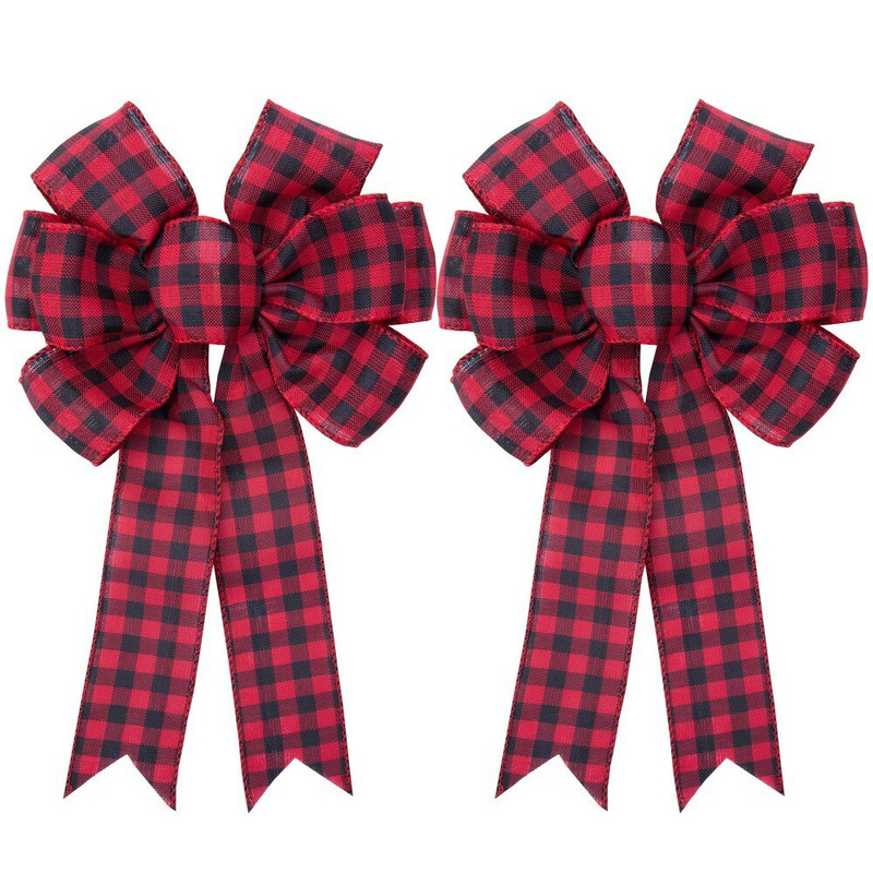 Λινό απομίμηση Χριστουγεννιάτικο Φιόγκο Καρό Ινώδες Ραφή Λινό Φιόγκος Χαρούμενα Χριστουγεννιάτικα Διακοσμητικά για Χριστουγεννιάτικα Στολίδια Σπιτιού 2022