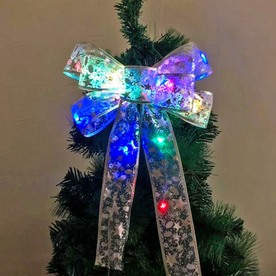 Ziemassvētku eglīšu rotājumi Mājas rotājumi Bowknot lentes gaismas Lentes bantes Ziemassvētku lentes bantes Bowknot string Light