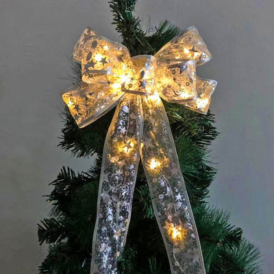 Ziemassvētku eglīšu rotājumi Mājas rotājumi Bowknot lentes gaismas Lentes bantes Ziemassvētku lentes bantes Bowknot string Light