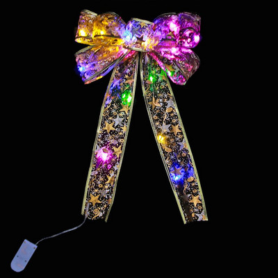 Ziemassvētku eglīšu rotājumi Mājas rotājumi Bowknot lentes gaismas Lentes bantes Ziemassvētku lentes bantes Bowknot string Light