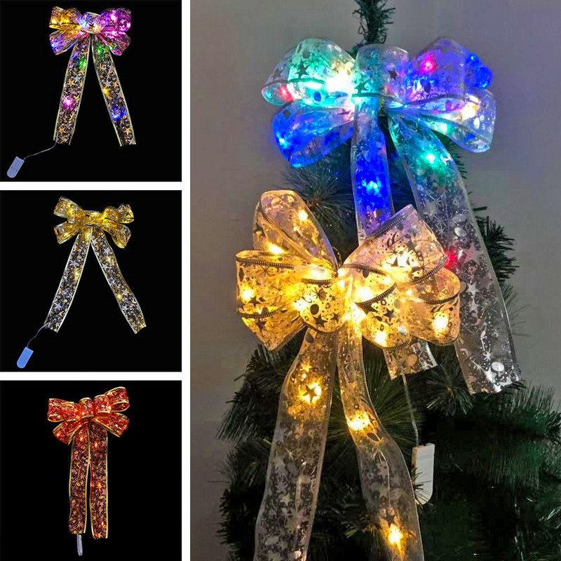 Ukrasi za božićno drvce Kućni ukrasi Svjetlo na vrpci s mašnama Mašne s trakama Božićne mašne s vrpcama Svjetlo s trakama s mašnama