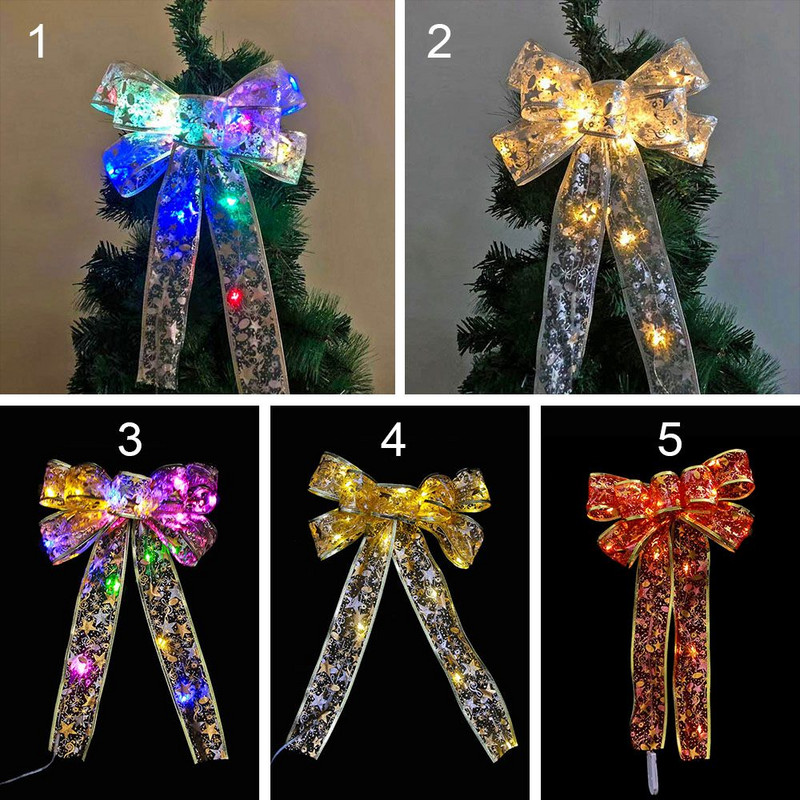 Ukrasi za božićno drvce Kućni ukrasi Svjetlo na vrpci s mašnama Mašne s trakama Božićne mašne s vrpcama Svjetlo s trakama s mašnama