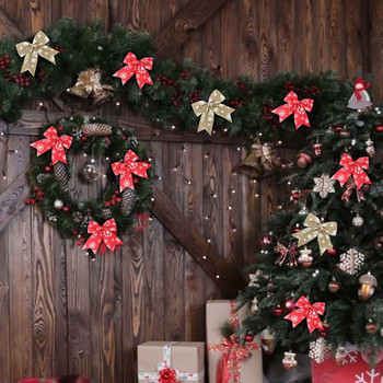 Εκτύπωση Snowflake Χριστουγεννιάτικη Κορδέλα Φιόγκοι Διακόσμηση για χειροτεχνία Μικρή παπιγιόν Δώρο Λουλούδι Φιόγκος Γάμου Γέννηση DIY μενταγιόν για πάρτι