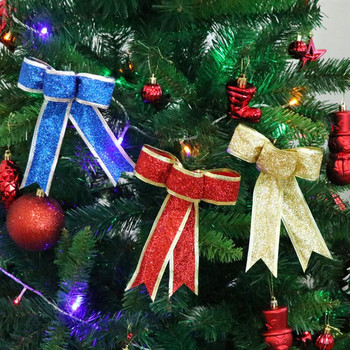5τμχ Χριστουγεννιάτικη κορδέλα Φιόγκοι αστραφτερά υφασμάτινα Χριστουγεννιάτικη κορδέλα Φιόγκος Δώρο Κομποκόμπος Στολίδια κορδέλας για διακόσμηση χριστουγεννιάτικου δέντρου