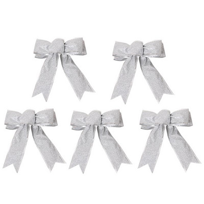 5 komada božićne mašne s vrpcom Svjetlucava tkanina Božićna vrpca Mašna Poklon čvor Ukrasi od vrpce za božićno drvce