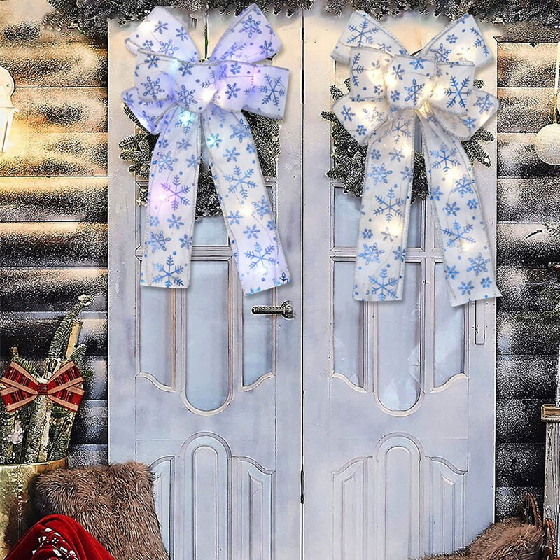 Gražūs kalėdiniai lankai amatų reikmenys Mėlynos snaigės LED Blizgučiai Juostelė Naujųjų Metų Kalėdų eglutės papuošalai gimimo metu
