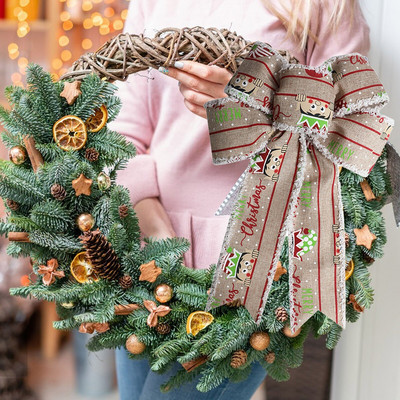 Și Ghirlandă de mărgele Fundiță de Crăciun Decoratiuni de Crăciun Pachet Cadou Diy Panglică Fundă Crăciun Glam Decoratiuni de Crăciun