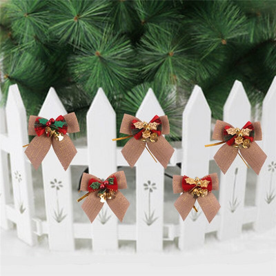 Käsitsi valmistatud vibukangast jõuluvibud raudkelladega jõulupuu kaunistustega peokikilips DIY kingituseks valmistatud vibu mini käsitöö vibud