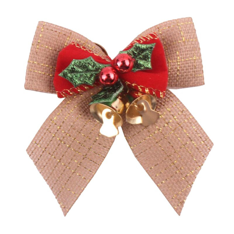 Ar rokām darināti Bowknots Ziemassvētku loki ar dzelzs zvaniņiem Ziemassvētku eglīšu rotājumi ballīšu tauriņi DIY dāvanu banti Mini amatniecības loki