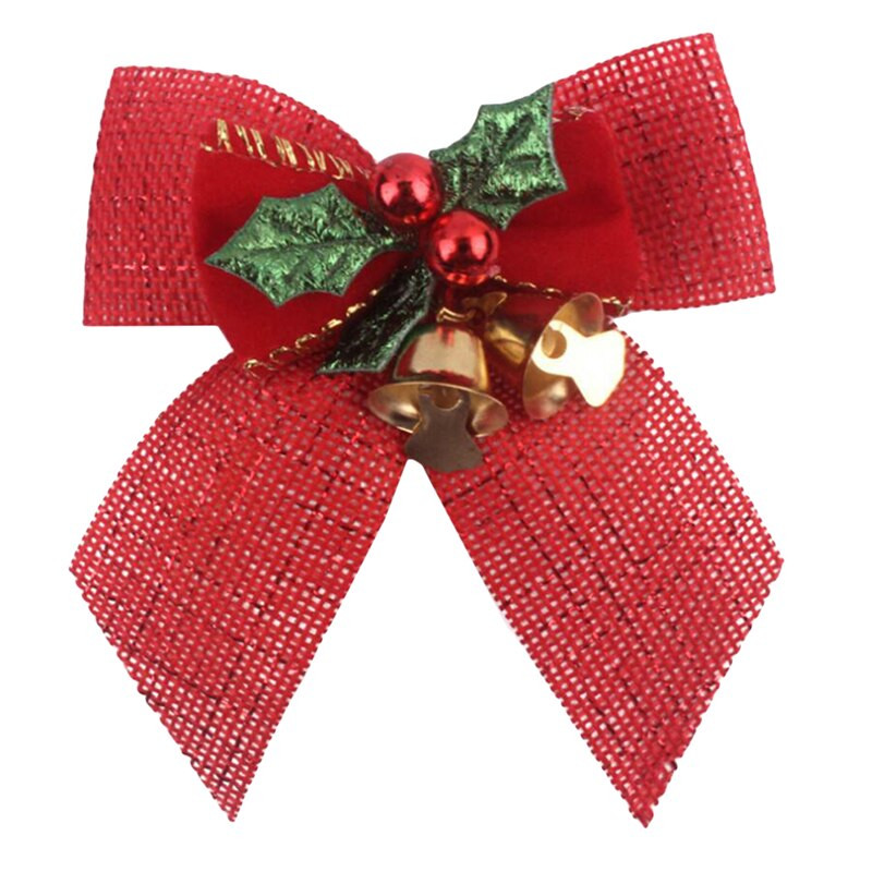 Ar rokām darināti Bowknots Ziemassvētku loki ar dzelzs zvaniņiem Ziemassvētku eglīšu rotājumi ballīšu tauriņi DIY dāvanu banti Mini amatniecības loki