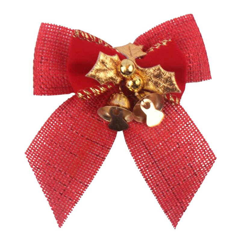 Ar rokām darināti Bowknots Ziemassvētku loki ar dzelzs zvaniņiem Ziemassvētku eglīšu rotājumi ballīšu tauriņi DIY dāvanu banti Mini amatniecības loki