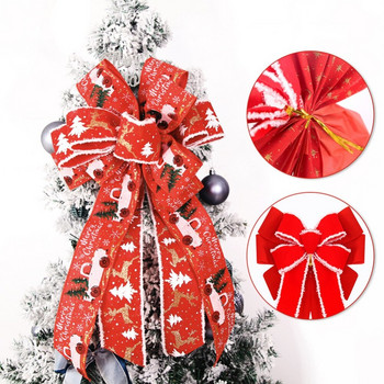 2022 Νέα Χριστουγεννιάτικη Διακόσμηση Φιόγκος Κόκκινος Φιόγκος Διακόσμηση Χριστουγεννιάτικου Δέντρου Λευκή κορδέλα DIY Χριστουγεννιάτικο Φεστιβάλ δώρων για πάρτι