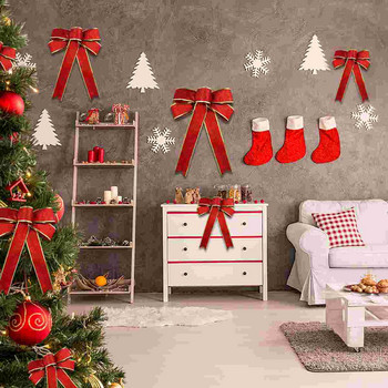 Φιόγκοι Χριστουγεννιάτικο δέντρο Glitter Κορδέλα Φιόγκος Διακοσμητικά Στεφάνια για πάρτι Κόκκινο Διακοσμητικό με Λινάτσα Κρεμαστές Γραβάτες Αρχική