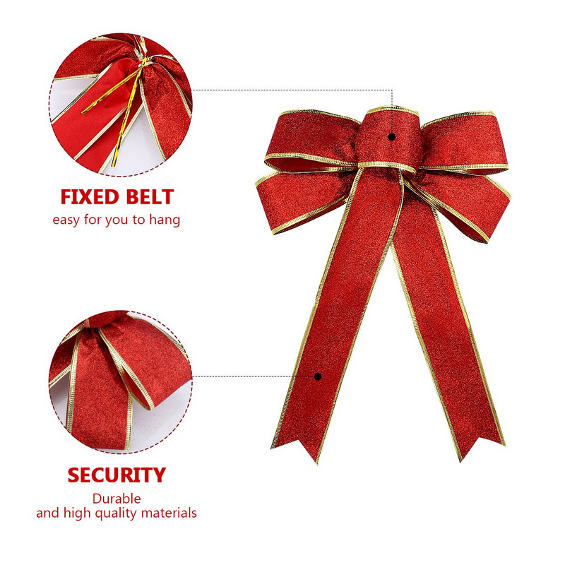 Mašne Božićno drvce Svjetlucava vrpca Mašna Ukrasi za vijenac Ukrasi Vijenci za zabave Crveni ukrasi s kravatama za vješanje Dom