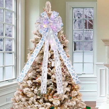 Μεγάλη νέα διακόσμηση Χριστουγεννιάτικου δέντρου LED Snowflake Glow Κορδέλα Κόμπος Αρχική Χριστουγεννιάτικη Πρωτοχρονιά Χριστουγεννιάτικη Χριστουγεννιάτικη Διακόσμηση Αξεσουάρ για πάρτι