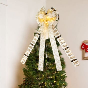 Μεγάλη νέα διακόσμηση Χριστουγεννιάτικου δέντρου LED Snowflake Glow Κορδέλα Κόμπος Αρχική Χριστουγεννιάτικη Πρωτοχρονιά Χριστουγεννιάτικη Χριστουγεννιάτικη Διακόσμηση Αξεσουάρ για πάρτι