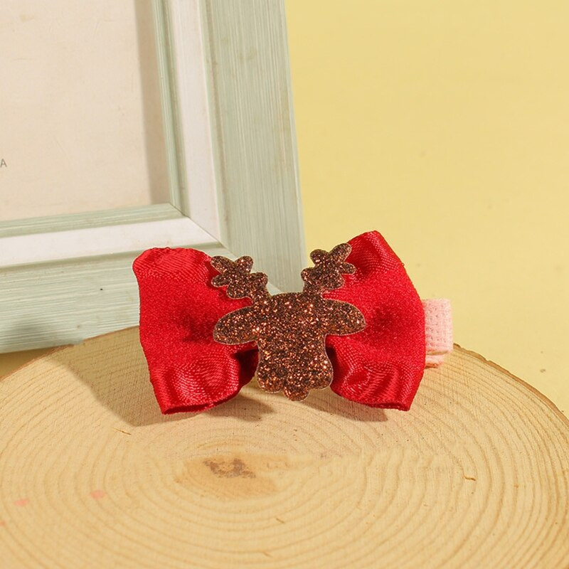 Kalėdiniai Elk Head Bowknot plaukų segtukas vaikams šventiniai plaukų aksesuarai