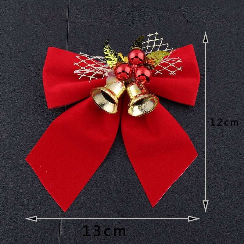 3PCS/Pakiranje Božićni blagdanski ukrasi Crvene mašne sa zvonom za božićno drvce Ukrasni vijenac