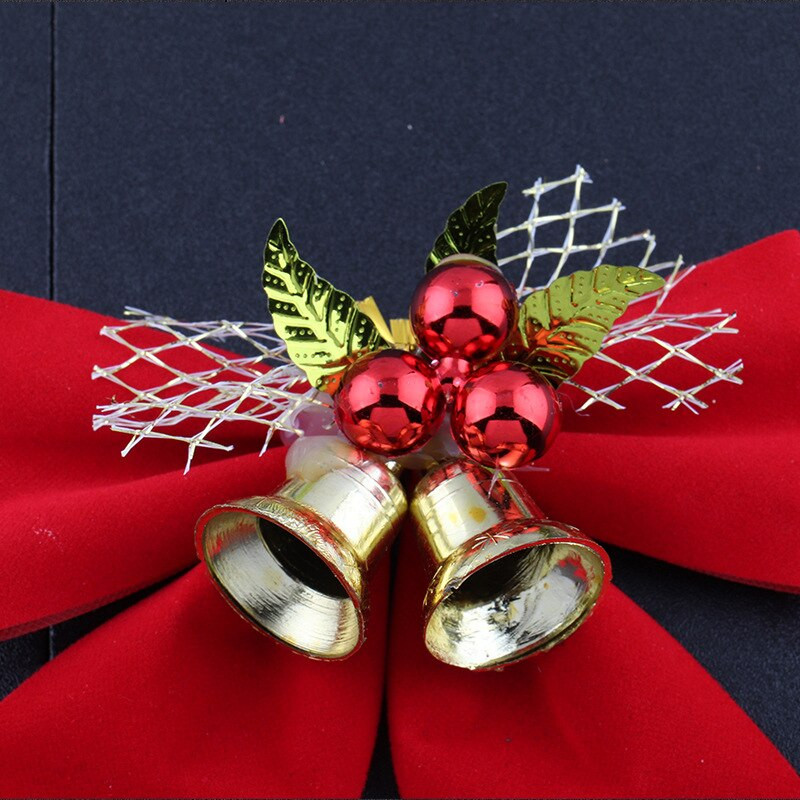 3PCS/Pakiranje Božićni blagdanski ukrasi Crvene mašne sa zvonom za božićno drvce Ukrasni vijenac