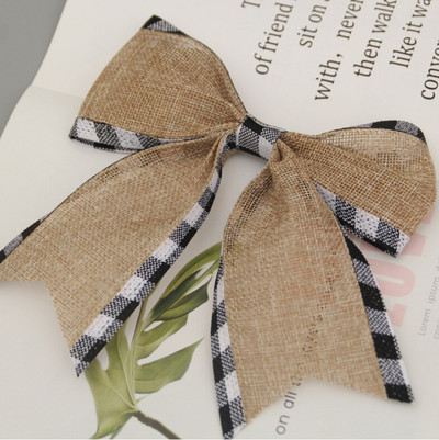 5 бр. Коледен биволски кариран лък Коледен чул кариран лък Коледна украса Лък за коледно дърво Занаяти Декорация на дома