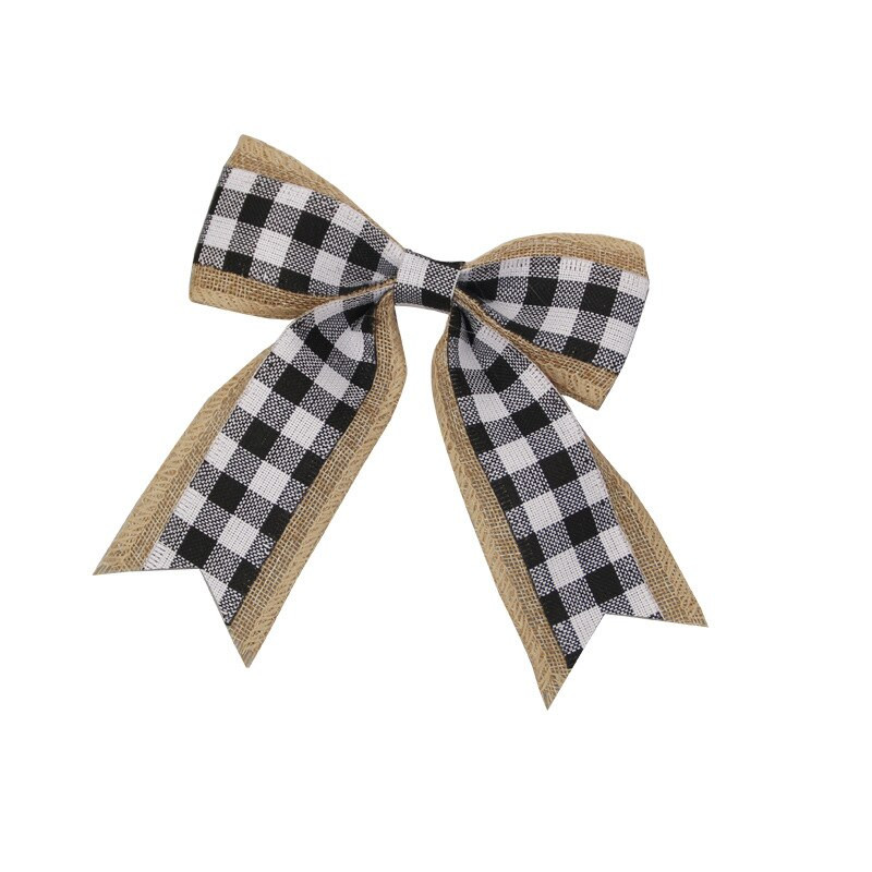 5 бр. Коледен биволски кариран лък Коледен чул кариран лък Коледна украса Лък за коледно дърво Занаяти Декорация на дома