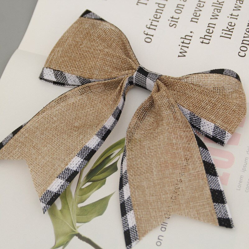 5 бр. Коледен биволски кариран лък Коледен чул кариран лък Коледна украса Лък за коледно дърво Занаяти Декорация на дома