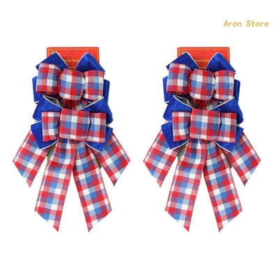 2 tk. Jõulupuu ladvikud Ruuduline vibu jõulupuu jaoks Käsitsi valmistatud pärjakaunistused Talumaja Kodu, Puhkusepeo sisekujundus