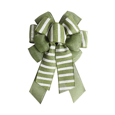 10 kom/lot dvostruke hrpe trakastih božićnih ukrasnih mašni prugama overlock žičane lanene mašne za ukrašavanje božićnog drvca