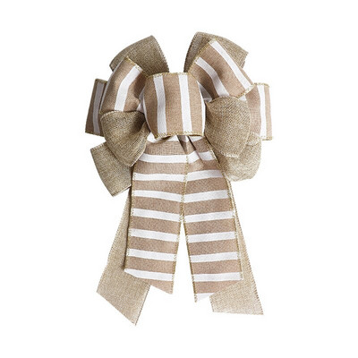 10 kom/lot dvostruke hrpe trakastih božićnih ukrasnih mašni prugama overlock žičane lanene mašne za ukrašavanje božićnog drvca